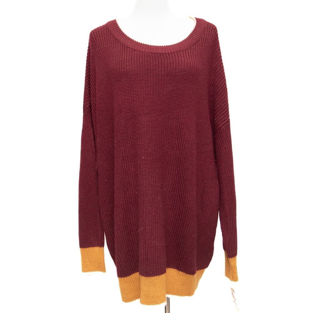 New Skies Are Blue Curvy  Burgundy Chunky Knit Wool Blend Sweater Size 2X